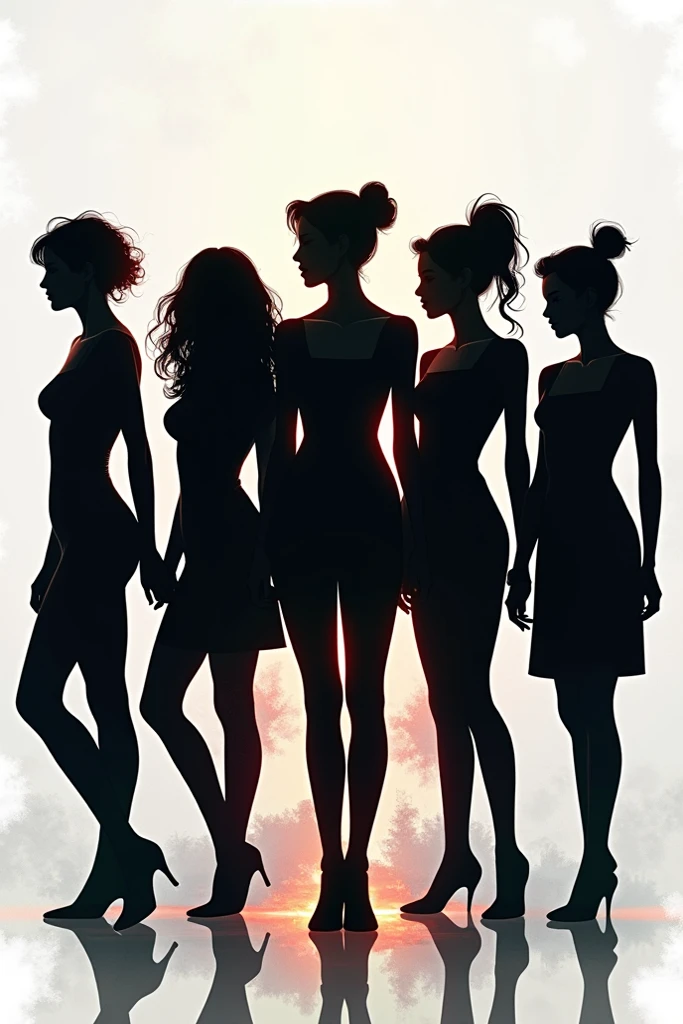 Silhouette of 20 body poses referring to very sexy anime girls full body