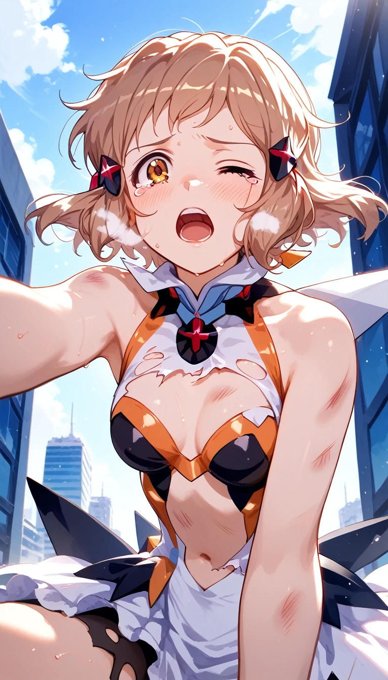 (((Browsing Caution, Close Up Facial , Front view , From below , Movie angle))) ,(On all fours), break、( 1girl、1boy), 20-year-old, (close your eyes),(((Embarrassing, Excited, Fascinating, In the heat, orgasm,Blushing,shortness of breath, Very humid,vapor、Man grabbing woman's breastan behind))) , break (((Bright pink and green hair))),(Semi-long hair tied in one piece、Add a light pink ribbon to the end.:1.3),(((Two-part bangs , middle part, Bangs parted in the middle, Side-swept bangs))), (amount:1.3), (Small breasts:1.0) ,((Sweaty skin, Dripping , girl trembling with Sexual climax, Cum in pussy, pubic hair)) ,Thin dots, feminine, Slightly muscular, Dynamic pose,((((vagina,Sex, A boy and his penis,Heterolo, Women in front and men in back , dorsal position, Cum in pussy, pubic hair)))), break, (((White - Solid - Short Sleeve - Safari Shirt ,Bottomless))), break, (((Midnight,On the bed))),(masterpiece), (Realistic), (Highest quality), (Super detailed), wonderful, ((A face with attention to detail)) , clavicle, High resolution , (Super detailed), Smooth, 16K, Vibrant colors,vagina,Sex,