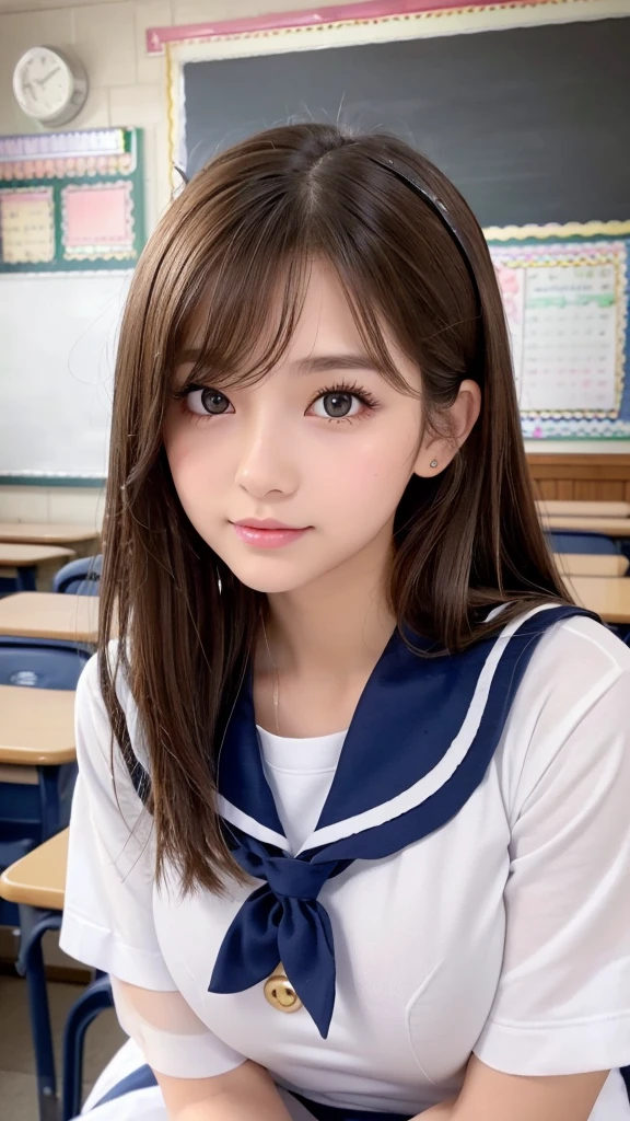Momoko Sakura style, Kawaii Design, most beautiful girl ever、Chibi, (((Lots of friends)))、(((Sailor suit)))、classroom