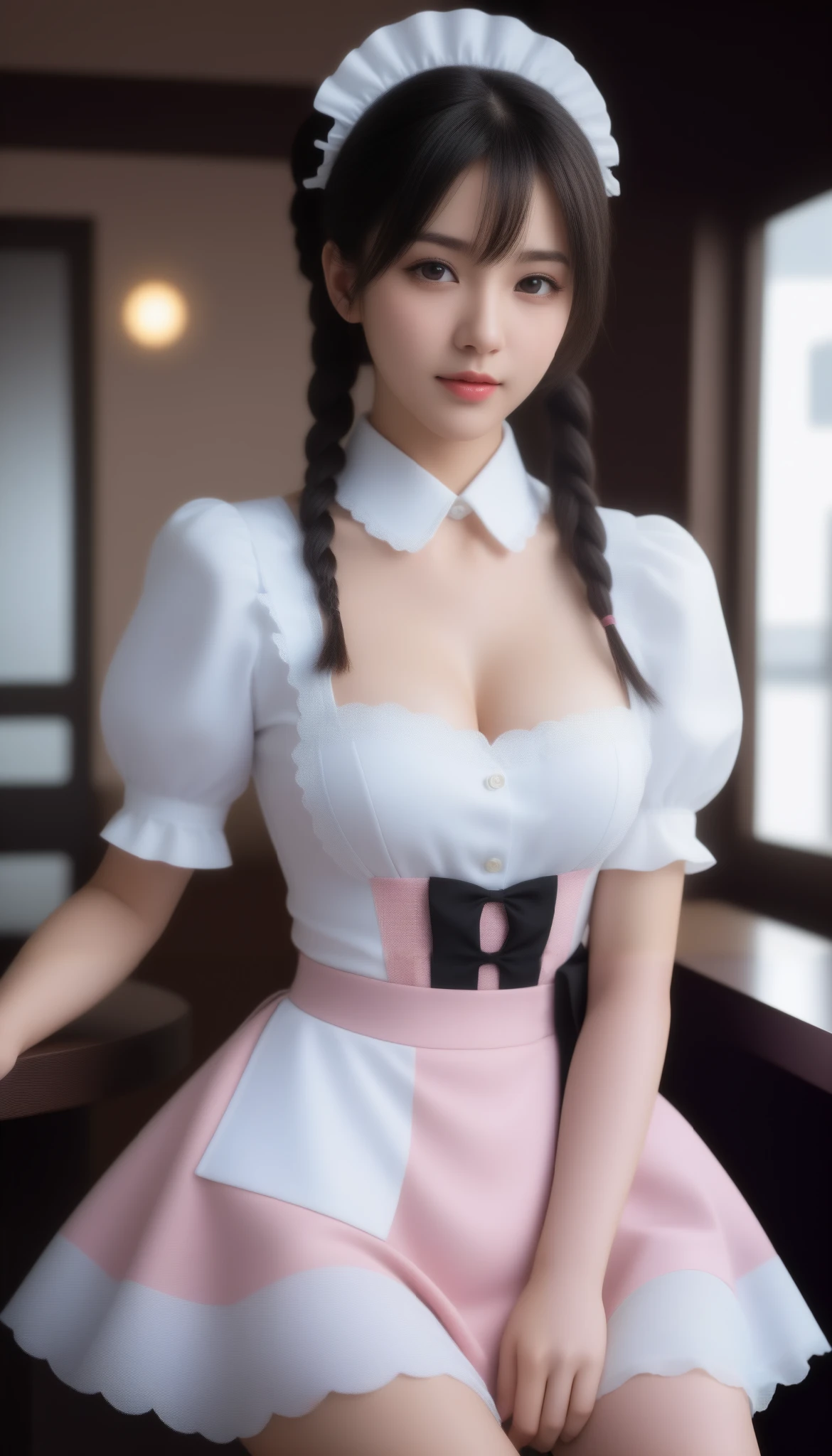 sexy stylish Spanish model, only 1 female, ((doll-like appearance)), full-body Esbian, beautiful smile, detailed eyes, lipgloss, long lashes, defined eyebrows, ((sexy Paradise Kiss cosplay)), bell-shaped skirt, petticoats, high neckline, puffed sleeves, detailed lace, detailed embroidery, intricate details, Paradise Kiss accessoires and matching headpiece, choker, sparkling ((Paradise Kiss jewelry)), look at the camera, cinematic light, detailed large park background with trees