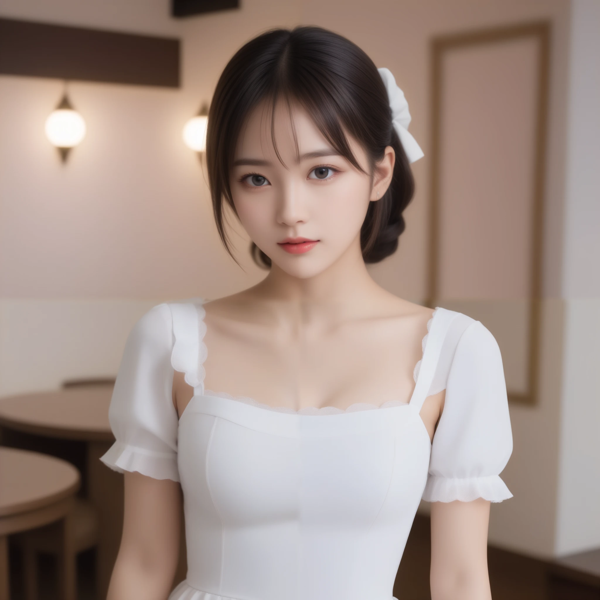 8k, ultra high resolution, best quality, masterpiece, 三分割法によるphotograph, surreal,photograph, one woman,( girl:1.3),cute,cute顔, 細部まで beautiful eyes, 細かく Detailsに,masterpiece,一人の girl:1.2, comet ,Maid cafe staff,cowboy shot,smile,Black hair,twin braids,ID photo,future, brutal cyberpunk woman ,Luxurious and gorgeous, cafe counter ,(( rococo maid outfit:1.5)),white apron ,knee high boots, fancy fashion,Lavish Decoration,(BDSM Mistress),(Cute girl),(Upper class lady:1.5),Expressions of despair,Dark and atmospheric lighting,delicate details, Detailsな顔,anger, charming eyes,(ポートレートphotograph:1.4),( Photorealistic images with attention to detail of hands :1.4), Fantasy Art ,( beautiful face:1.4),美しく charming eyes、 beautiful eyes,Silver Remaining,( Tight waist :1.4)、( beautiful with perfect body proportions:1.4), pink lips,profile,((( ideal body shape))),A cup small bust :2,、Portraiture:2、 perfect anatomy、鮮明な Details、 Details,Thin lips,完璧で beautiful face ,完璧でcute顔, Skin with attention to detail, Perfect limbs、 thin waist, surreal,Light and Shadow, fashion magazine cover,spotlight