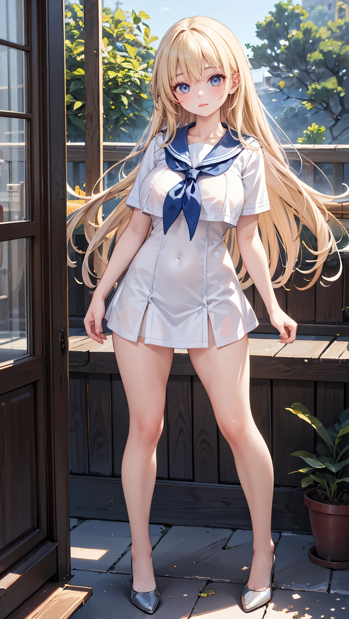 27 year old white woman、platinum-blonde、blue eyess、Semi-long、My hair is wavy、completely ???? woman、completely pubic hair、Fully grown armpit hair、accessories on the wrist、wearing a choker、wearing knee socks and stiletto heels、a smile、legs crossed、Wearing a blouson、????? under the bolero、I'm wearing a short tight skirt