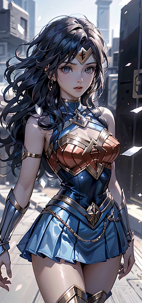 1female,35yo,熟妇,Slim,Tall,gigantic cleavage breasts,Big breasts Thin waist,slenderlegs,Pornographic exposure, 独奏,(Background with:ln the forest,the rainforest,in summer) She has long blue hair,standing on your feet,Sweat profusely,drenched all over the body,seen from the front, hair straight, mostly cloudy sky,(((tmasterpiece),(Very detailed CG unity 8K wallpaper),best qualtiy,cinmatic lighting,detailed back ground,beatiful detailed eyes,Bright pupils,blue color eyes,Redlip(Very fine and beautiful),(Beautiful and detailed eye description),ultra - detailed,tmasterpiece,)),facing at camera,A high resolution,ultra - detailed),revealing breasts,Bare genitalia, Lower body elevation,Raised sexy,Camel toes,Flushed complexion,Open-mouthed,frontage,Gold Saint Seiya(Wearing:Wonder Woman uniform,Sex shorts,Cloak),