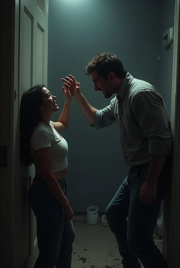 A girl goes in a washroom 2 a boy chased her the boy Locked the door he rip off her clothes