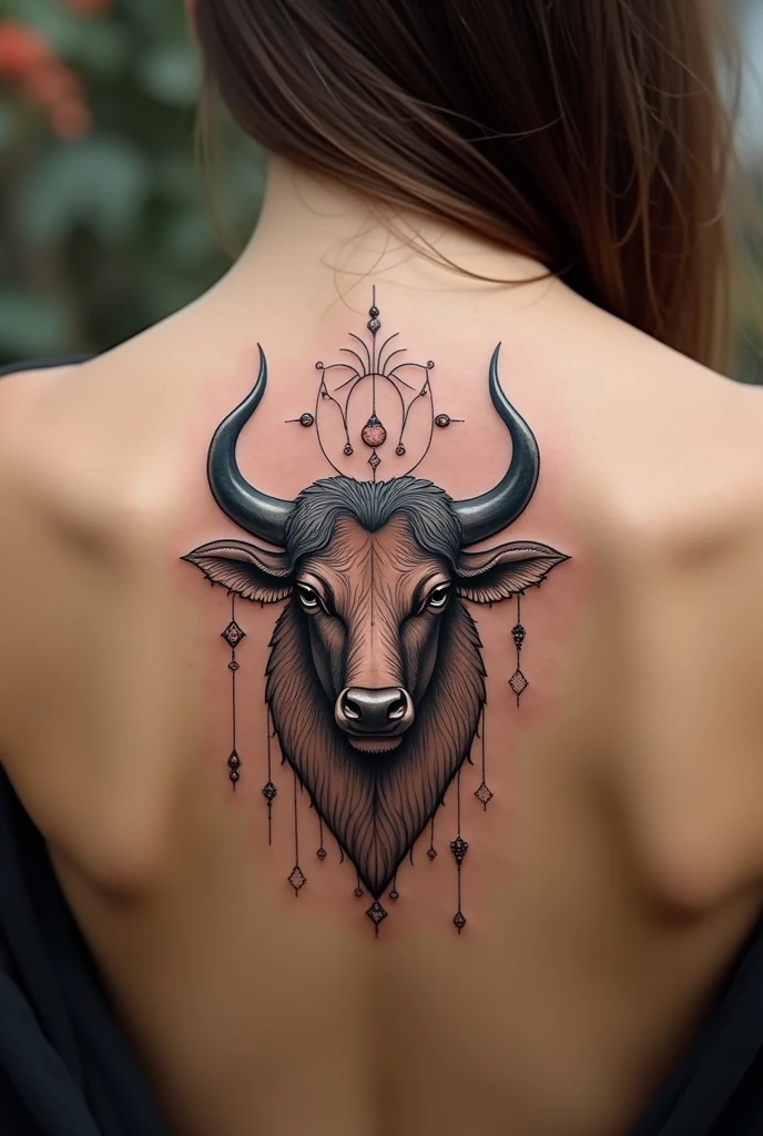 A bull shape made of smoke tattoo