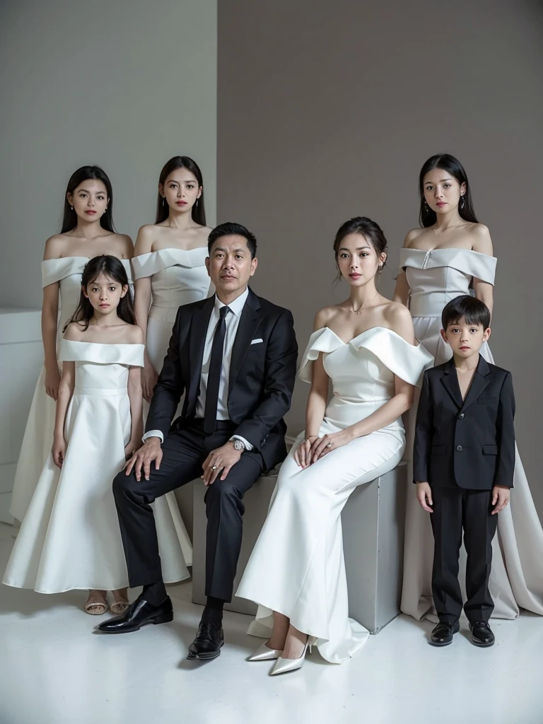 The Alafid family poses for photos with their in the studio, wedding photo, Family photography, product introduction photos, Shot with Canon eos r 5, Shot with a Canon EOS R5, family photos, Full body portrait of a group of people, Weddings, Happy family, Shot with Canon EOA 6 D Mark II, Shot with Canon 5D mk4
