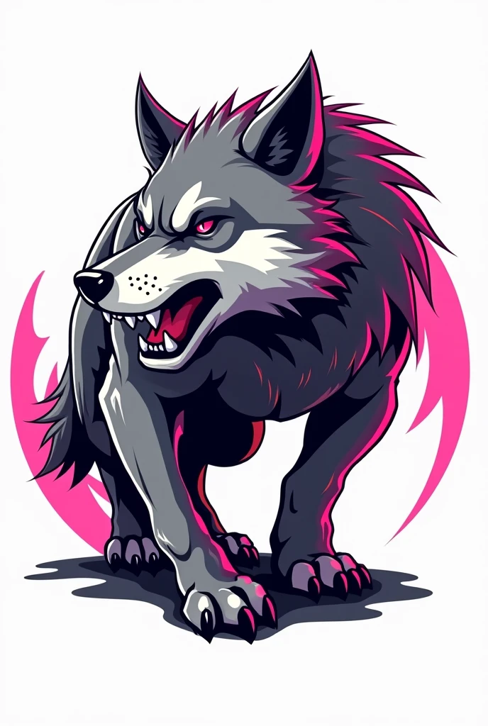 Create me a masculine football logo of a pink fantasy animal with a little black