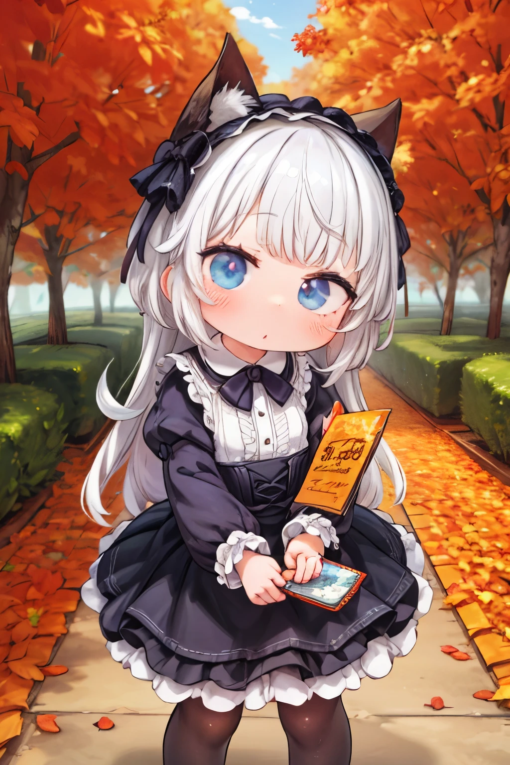  cute girl ， anime girl, [Exactly[ super huge cute gothic lolita robot ]but... [Mecha]What is it??！！！ コツとかなんにもありません・・ 好きWhat is it??！愛What is it??！， high definition , autumn、autumn leaves，  Details, 32K，