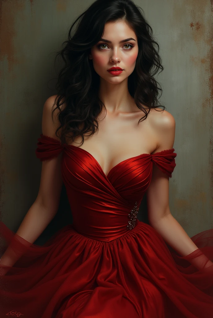 curvy woman with red dresses