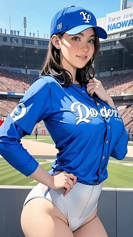  very beautiful woman in New York uniform, Dodger Stadium blow 