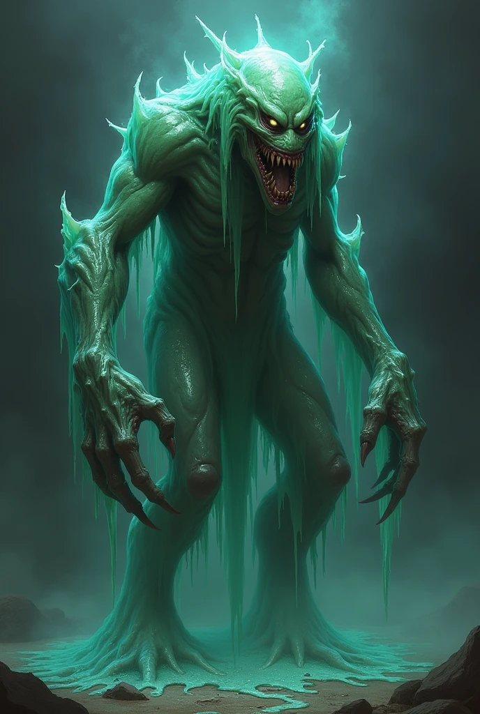Zac de league of legends (scary transparent green slime monster with an antenna on its head)