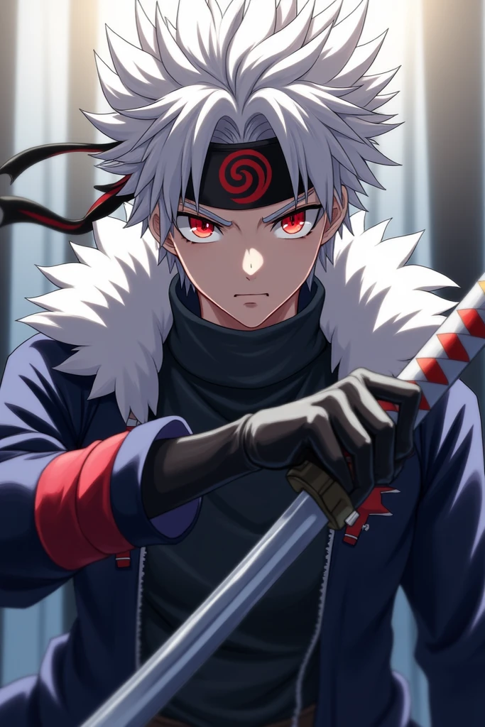 jack frost looking at the viewer, shinobi, naruto anime style, sexy male