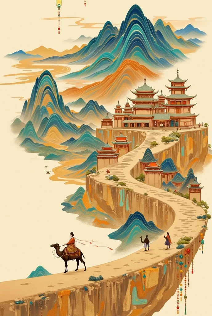 Chinese style illustrations，Silk Road，antiquity