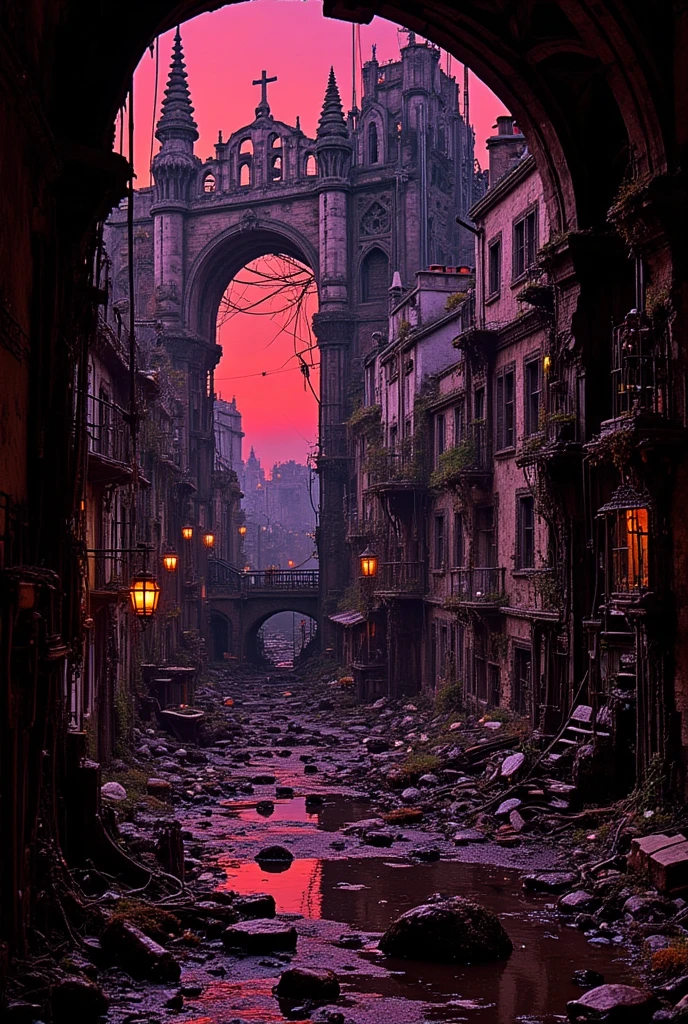 (See Paris and die). Creepy view from the shadows."Insanely detailed complex, the best quality in a post-apocalyptic world!!,epic detailed matte paint Author: Greg Rutkowski 8k resolution concept Art hyper detail complex detail insanely detailed dynamic lighting Unreal Engine 5 Splash Art "splash_Art_splatter , 8k, wet_maximalism, golden ratio, epic_COMPOSITION, complex_details, HDR, beautiful_shot, Sharp_focus, 64_megapixels,Amazing_COMPOSITION, high_contrast", neon atmosphere, abstract black oil, gear mechanism, detailed acrylic, grunge, intricate complexity, Unreal Engine rendering, photorealistic