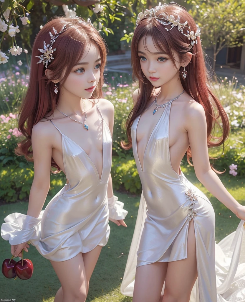 (2girls:1.4), Extremely cute, amazing face and eyes beautiful nice smile), (extremely detailed beautiful face), bright and shiny lips, (party dress:1.3), (Best Quality:1.4), (hyper quality), (Ultra-detailed), (Hyper-realistic, Photorealsitic:1.37), Authentic skin texture, intricate-detail, extremely detailed CG unified 8k wallpaper, RAW Photos, professional photograpy, Cinematic lighting, Exposing, Christmas tree, Christmas Ornaments, Christmas Decorations, Christmas Lights, christmas lights, Glittering, (Panties), Wrapped in love, happy feeling,