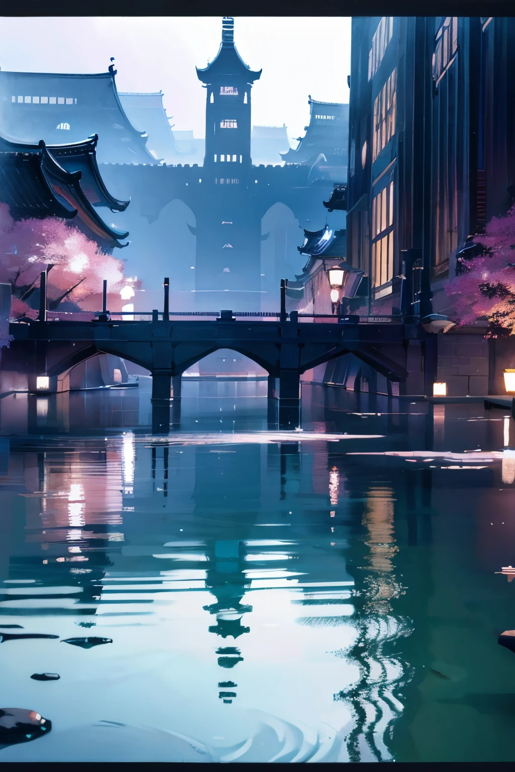 ((Highest)), ( best quality ), ( Details), ( hyperreal), (Illustration), ( high definition ), (32K), (非常に Detailsな), (bestIllustration), ( Official Art) , {{ amazing, best quality , limited precision CG , unity 8k Wallpaper , Movie Lighting}}, (( panorama)), Cityscape reflected on the surface of the water 、Exquisite architecture、きらめくreflection、 moody lighting 、 Cinematic Atmosphere 、 vibrant colors、 big things 、 dramatic shadows 、 Gentle Tranquility 、 Architectural Details 、Rippling Water、Dramatic perspective 、Captivating symmetry、 photorealistic quality、 Cinematic Composition 、masterpiece、8k、超 Details、 under vie 、 digital painting 、湖の上に優先となった古代都市street、 A vast city is reflected on the surface of the water , reflection, high definition , (( panorama)), street