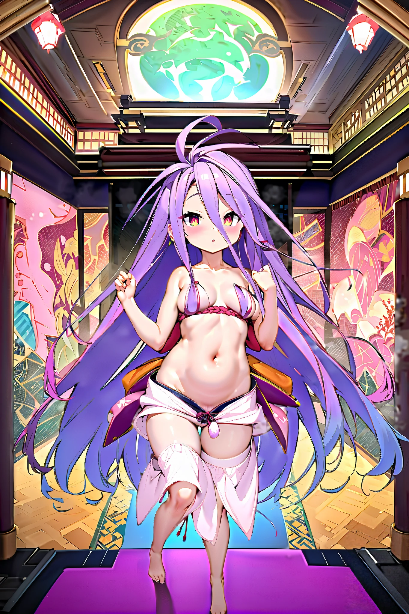 ((masterpiece))((Highest quality))Rabbit Ears、girl、smile、blush、Flat Chest、Are thin、Pink Hair、blush、Are standing、Whole body image、Even your toes are visible、Eye level on face、front、No background、Rabbit Pose、真frontのアングル、Pigtailoon Costume