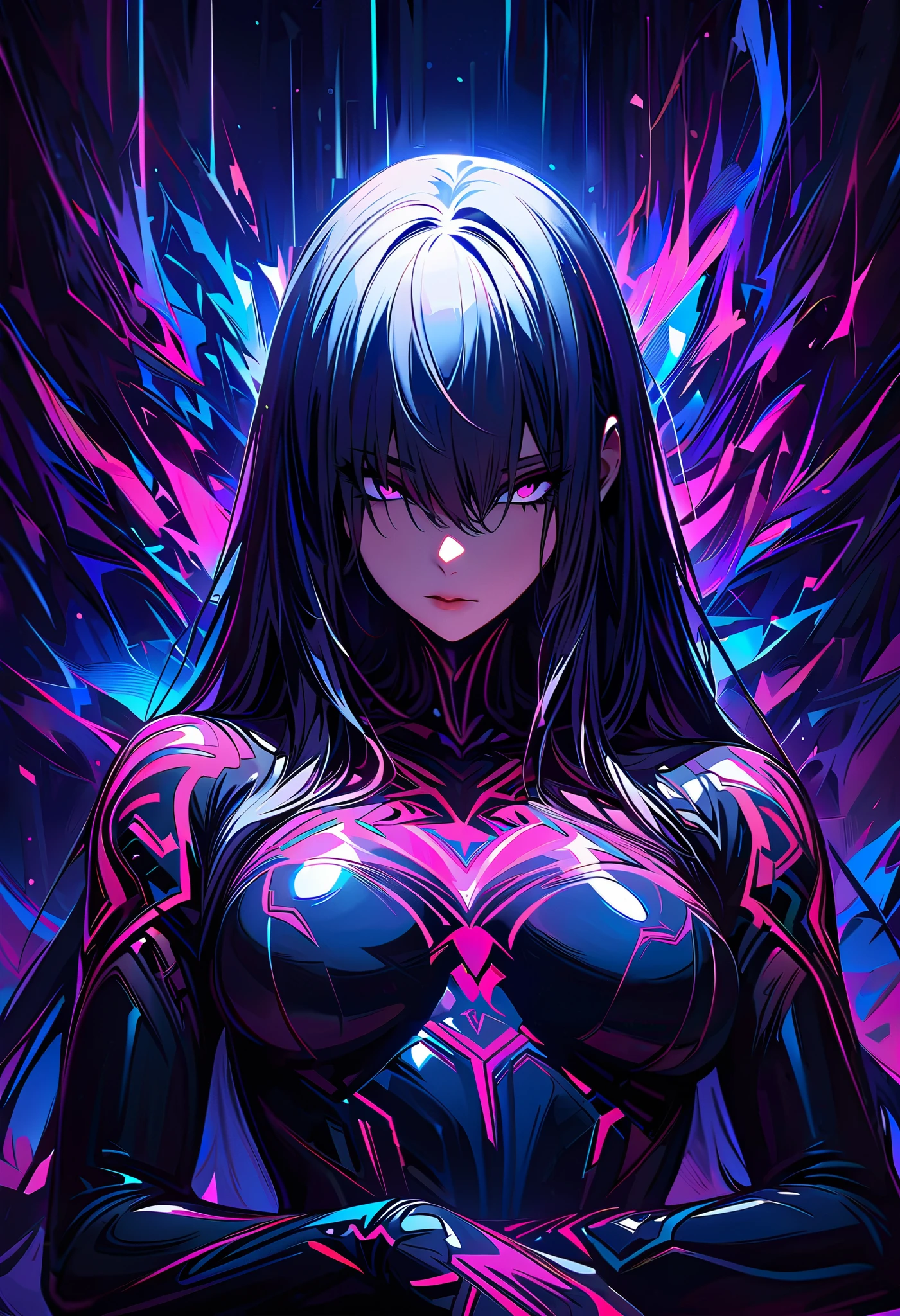 (masterpiece, is of the best quality:1.2), Black Light Art, 1 girl at home, solitary,Tight Fit衣,,White,白色Tattoo,Tattoo,Tattooed chest,Chest,,Tight Fit衣,Tight Fit,
