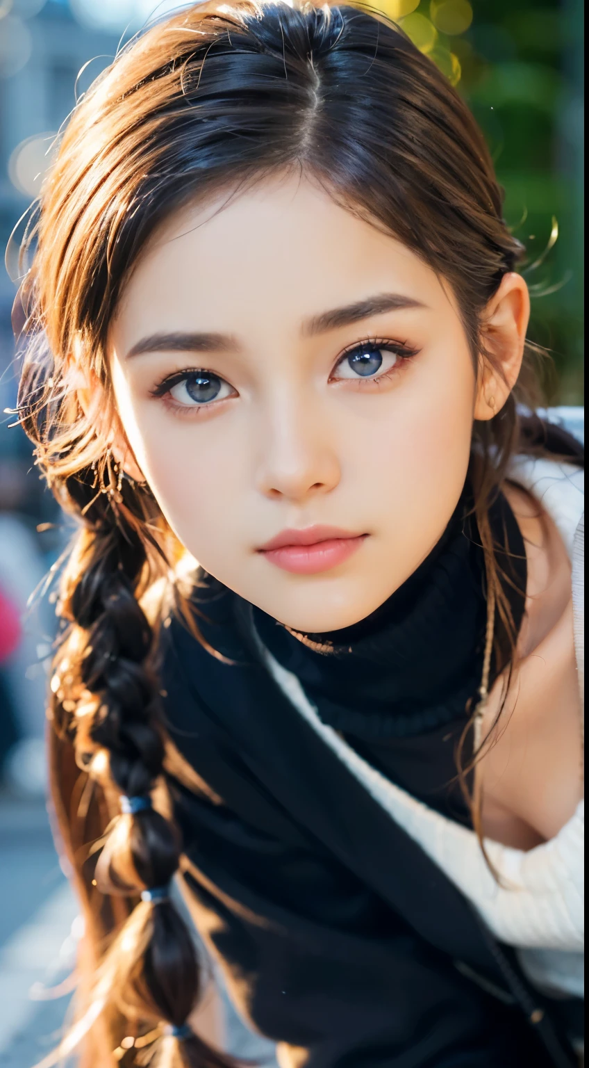(((32K,very high res, high detailing, highly accurate,Masterpiece Girl 1:1.5))),Raw photo & realistic atmosphere,beautiful dark blue eyes,Detailed mouth,Glossy lips,Detailed eyebrows,Soft white skin that shines with every detail,,Eyes drawn in detail、Very beautiful eyes with azure eyes,Detailed lips、Very beautiful face,Very well-formed face、Lifelike face,shiny beautiful lips,Beautiful eyebrows,Infinite reality,Best design,(Insanely cute Japan -yeld hischool girl,,Beautifully shaped breasts,Very cute beautiful girl,,Healthy body,Outstanding style:1.5),Best Natural Makeup,Japanese ido,Korean Idols,Young sensual idol,Moist eyes,Dark Beautiful Deep Eyes,Beautiful butt,beauty legs,,camel's foot,:1.3),超A high resolution、,Natural and realistic face,Back lighting,Pure eyes are too cute,(((photorealisim,Photograph the whole body))),,Reality Live Action,(Fashionable earrings,,a necklace,A bracelet,gyuru,Glossy nail art,2022 Women's Teens Winter Casual Fashion,Down jacket,Black pants,white shoe,Calm and fashionable girl,light brown hair,Braided ear hair,solo,little smiling,full body Esbian,Show full-body fashion,Leaning forward,Bend over, Only beauty young cute girl,A rather petite and very cute 15-year-o gi.7),Nt in Shibuya