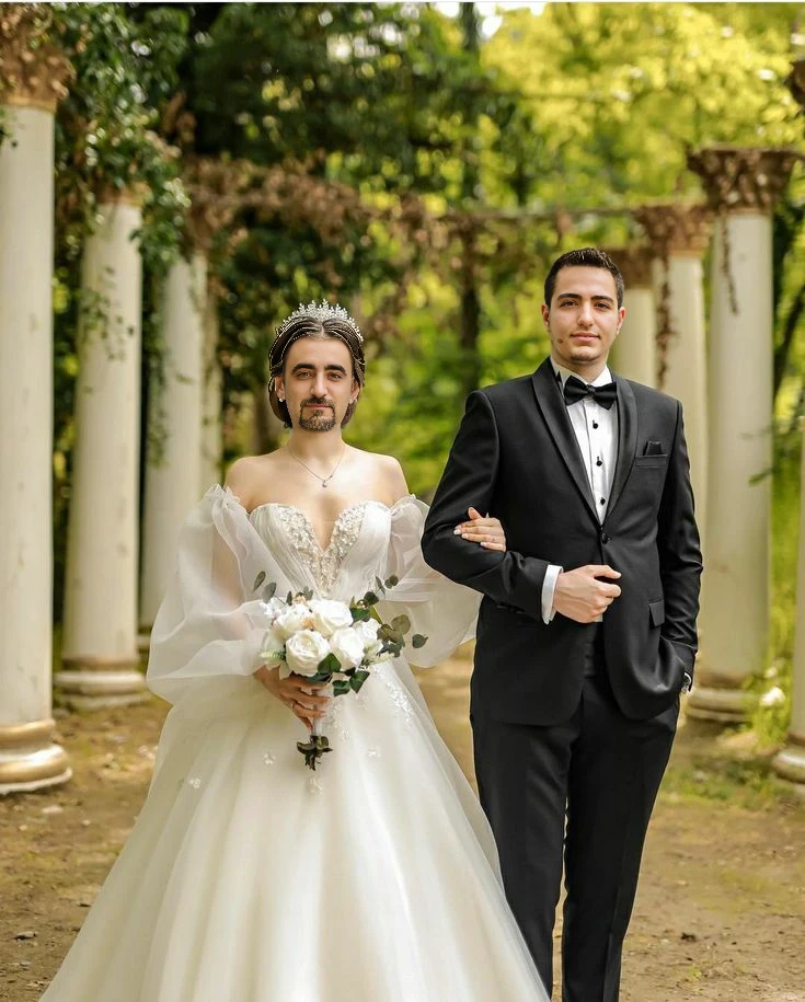 15-year-old girl of Lebanese descent decides to marry her Russian boyfriend ,barb, 35 years old , set in a beautiful garden with a theme of both Russian-Lebanese cultures, held in a luxurious hotel in Scotland