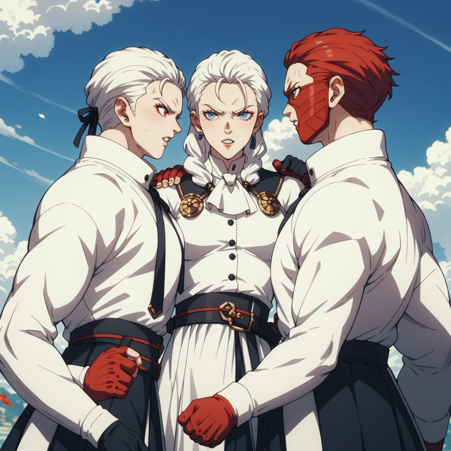 Three clones of Wukong in white clothes fighting each other