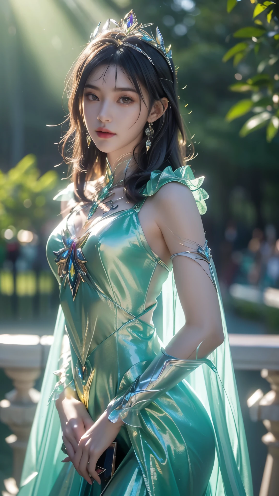 Slime girl, (slime), Slime hair Double buns hair style, Pumpkin Orange, White Princess dress with weapon belt, Masterpiece, Best Quality