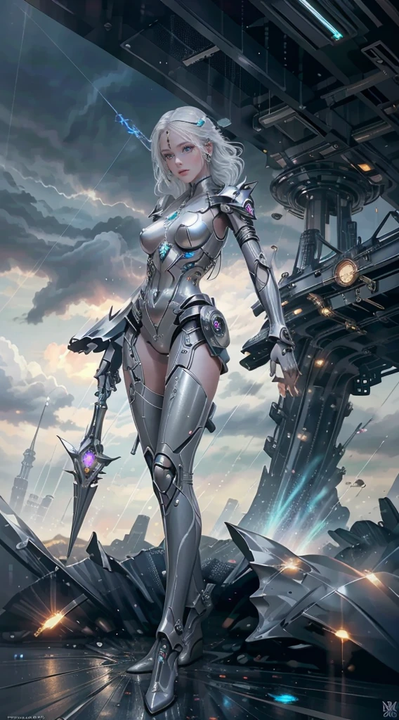 <lora:AMechaSSS[color_theme,mecha musume, mechanical parts,robot joints,headgear]:0.5>,(photo-realistic,ultra realistic 8k CG:1.2),perfect artwork,delicate pattern,
(best quality,intricate detail,extremely intricate:1.2),70mm telephoto lens,
(idol),(detailed clothes features),Exquisite Makeup,the pose,
long hair,(1girl,solo:1.2),woman,girly,bright eyes,(detailed eyes),(wet skin,nsfw:1.1),
(horizon,longView,distant,Leaves and plant in front:1.2),simple background,
(mechanical arms,legs,complex cyborg,crystals,glass,insane fine details led mecha,led,jet engine:1.4),<lora:Vivi_v03:0.1>,<lora:smokeanywhere:0.5>,<lora:add_detail:0.1>,<lora:OC:0.9>,