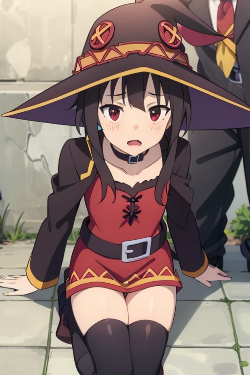 Megumin ((oldman raping a girl in a street)) view from above - SeaArt AI