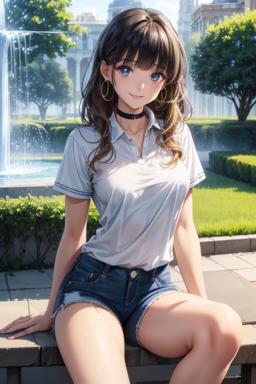 masterpiece, best quality,1girl,young girl,brown eyes,drill hair,with distaste _face,shiny skin,(nice leg line:1.3),thin waist,huge breasts,
BREAK
, A_wooden_walkway_along_the_water's_edge,
BREAK
around crowd:1.1,depth of field,looking at viewer,wariza,from front,upper body