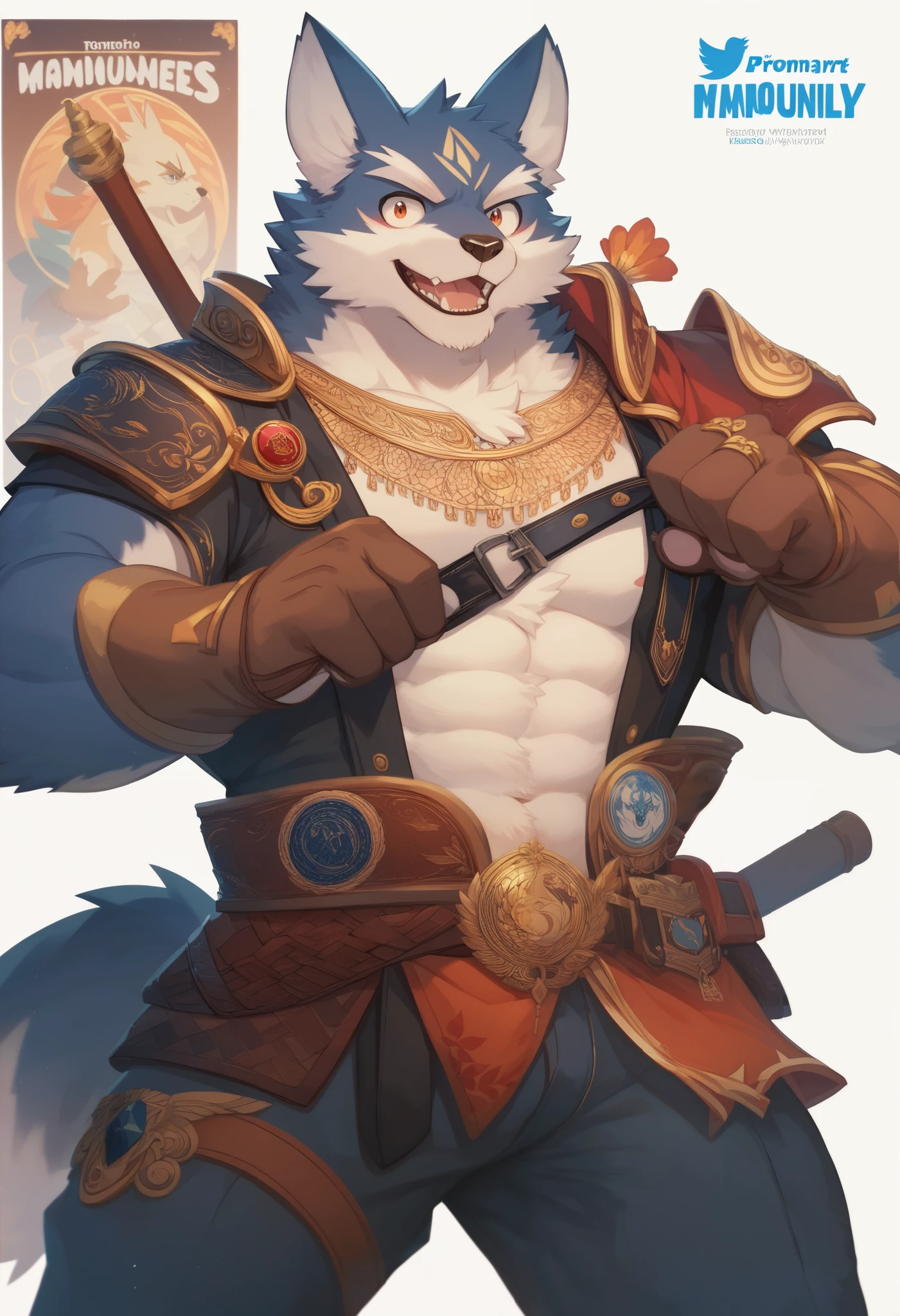 top quality, high-quality illustrations((masterpiece))depth of field, motion blur, absurdres, Perfect Anatomy, magnificent picture of kemono fighting fierce battles, kemono, 1boy, solo focus, Anthro((dramatic))epic, weapon, dynamic pose, One scene of movie,