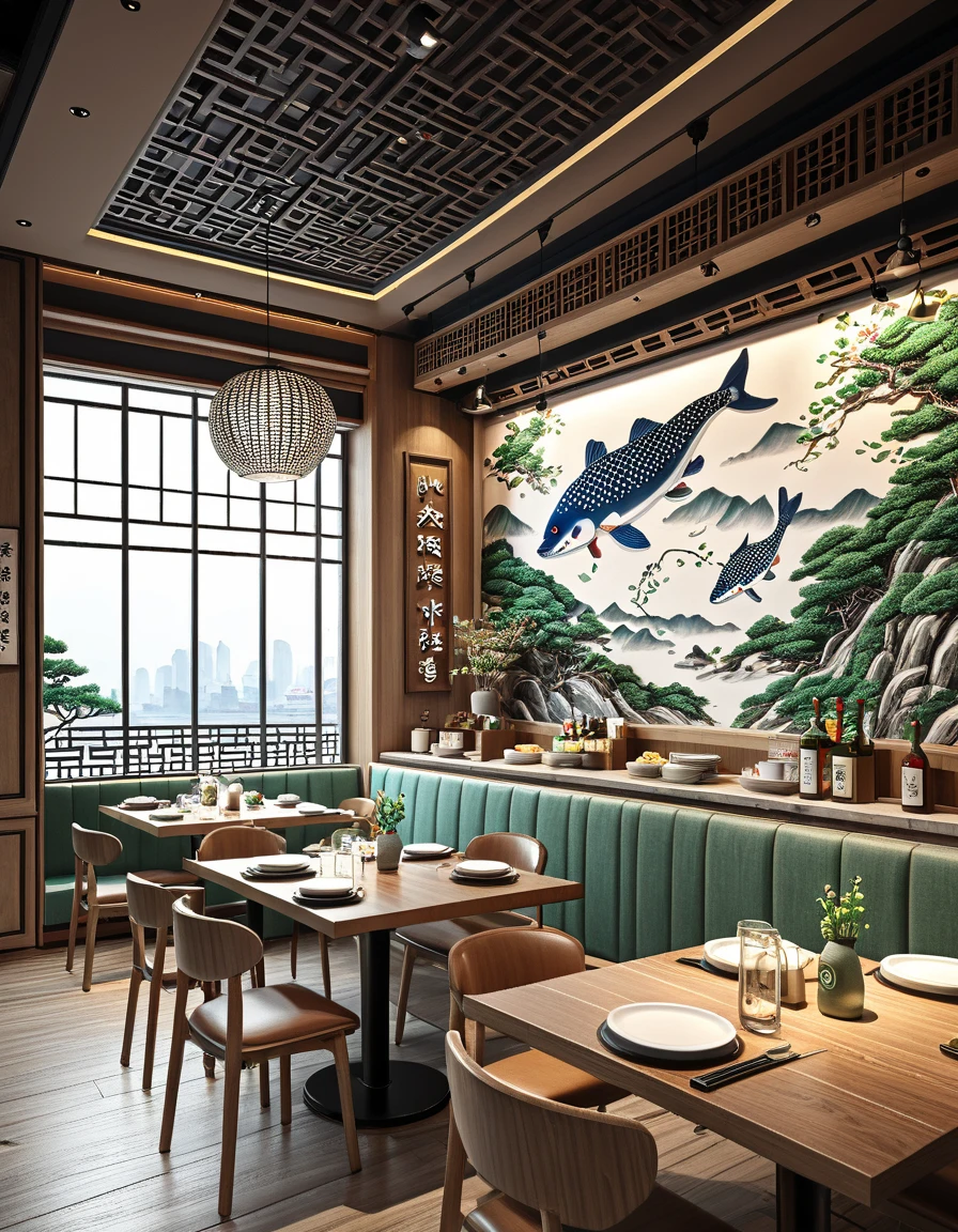 sketch seoul restaurant ,  Korean style highly detailed environment, true  Realistic image , masterpiece,  artwork,  hyperrealistic , rendering ,  realistic physical rendering ,  Photorealistic rendering ,  highly detailed ,  high-quality render ,  architectural rendering ,  very realistic 3D render ,  Realistic image ,