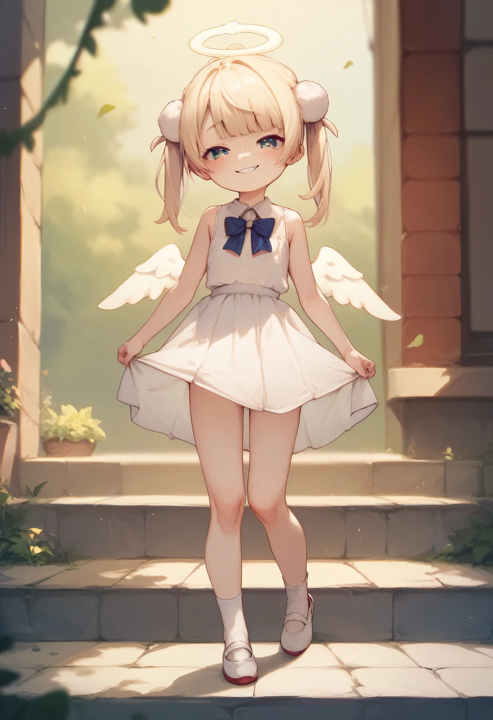 shigure ui,angel,small,smug,white dress,fullbody,****