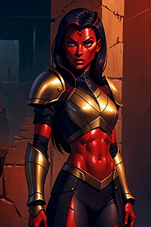 ((Armor)), to hide, (( red skin ), twi&#39;lek),  double red light sabers,  evil space knight , Space ninja , (wearing heavy black Armor, vestments, black stealth Armor, armor, Tunic, tabard, hood, layer, body glove, Belts, buckles, Skirts, long sleeves, Fantasy, ((Armor))), ((to hide), slender body, Tune,  slender and sexy body ,  thin waist , (( gigantic breasts ))), Imperial starship , Star Wars,