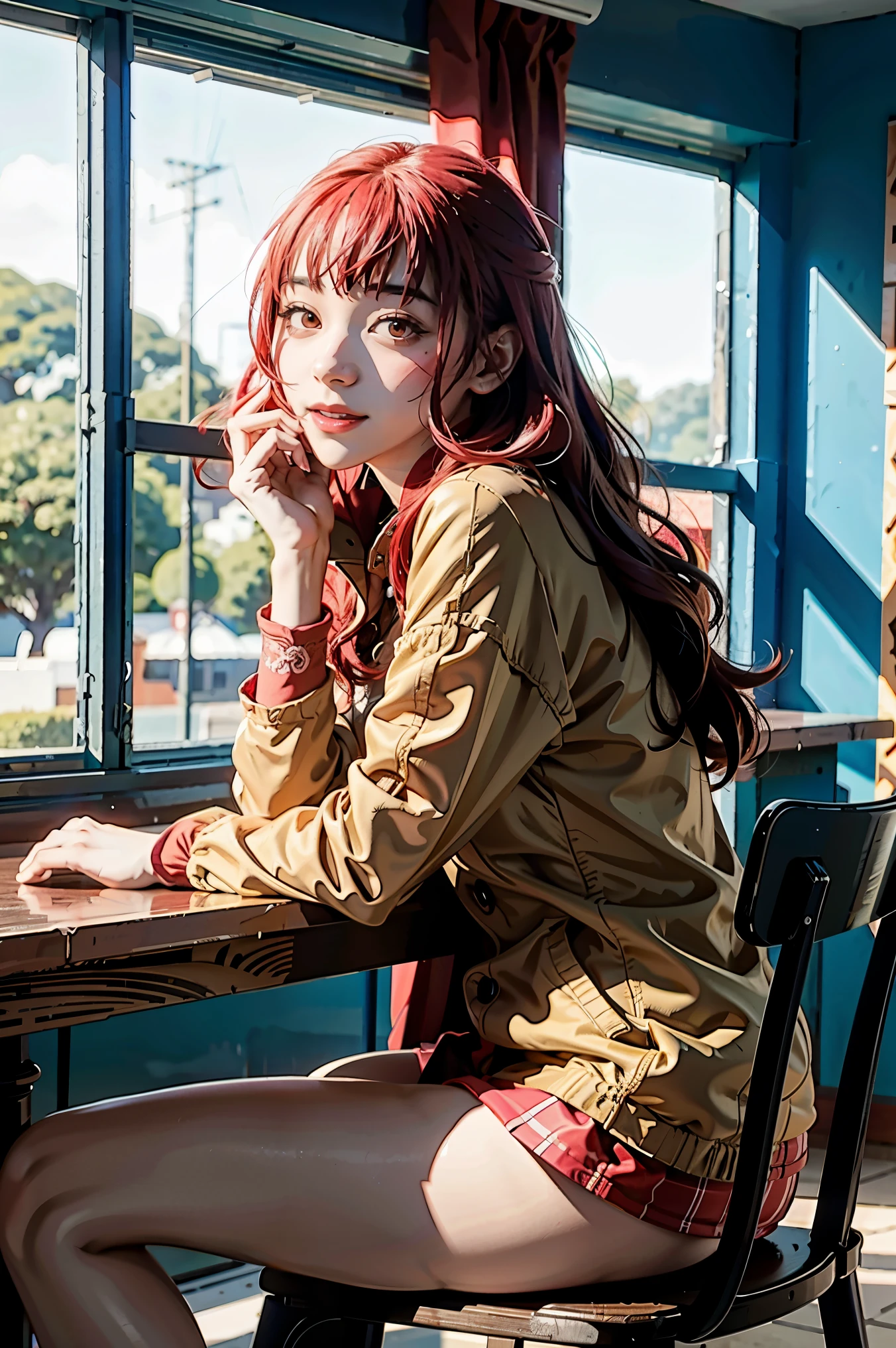 A woman in a red coat sitting on a chair with a dragon, popular on ArtStation Pixiv, detailed anime artwork, detailed digital anime art, complex gorgeous anime CGI style, guvez on pixiv art station, guvez on pixiv, anime fantasy illustration, detailed anime art, clean detailed anime art, detailed key anime art, red lip micro-open, nude