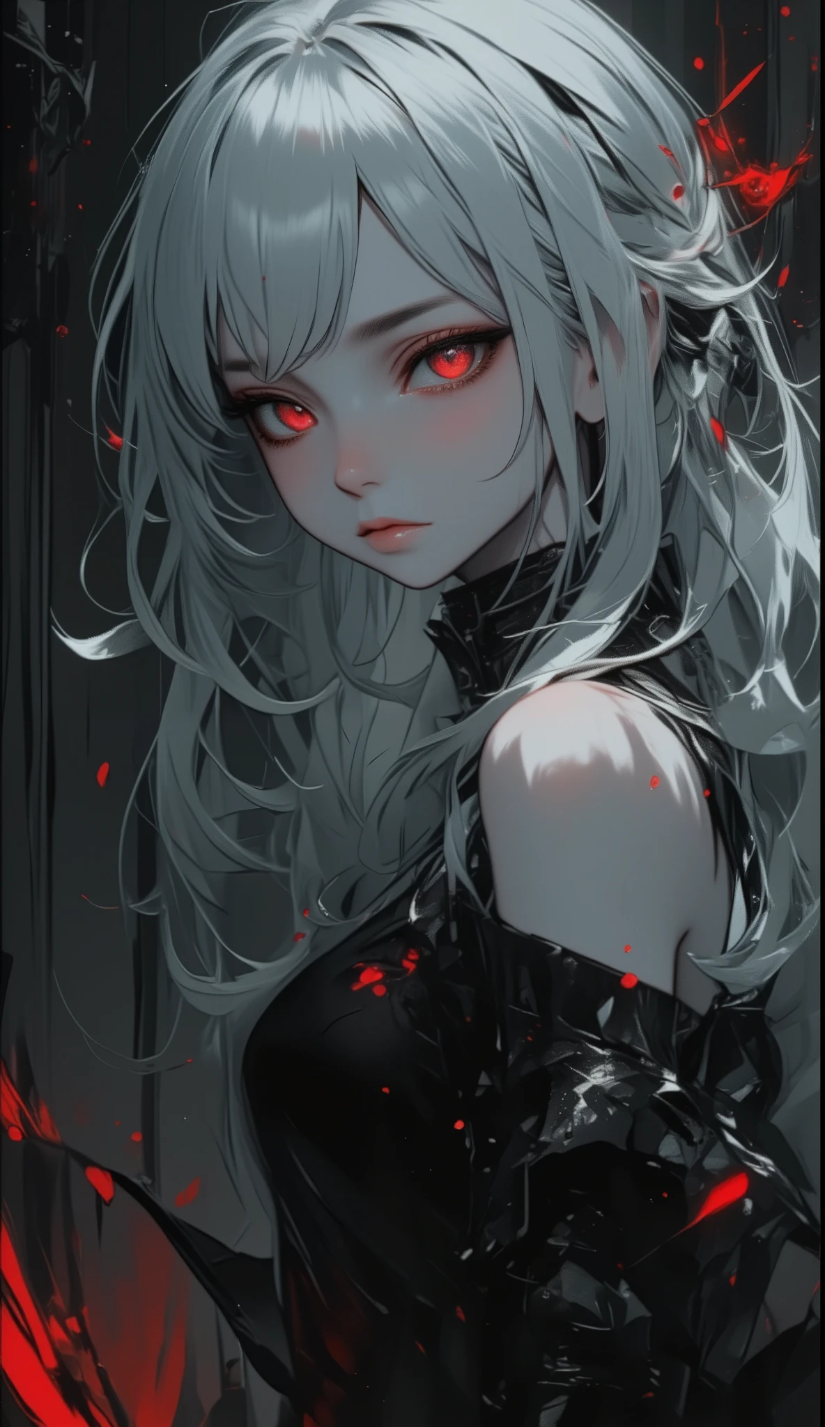 masterpiece, Highest_quality,  1 girl, Alone, (Goth:1.2), Scarlet Remilia, Focus on the face:1.7