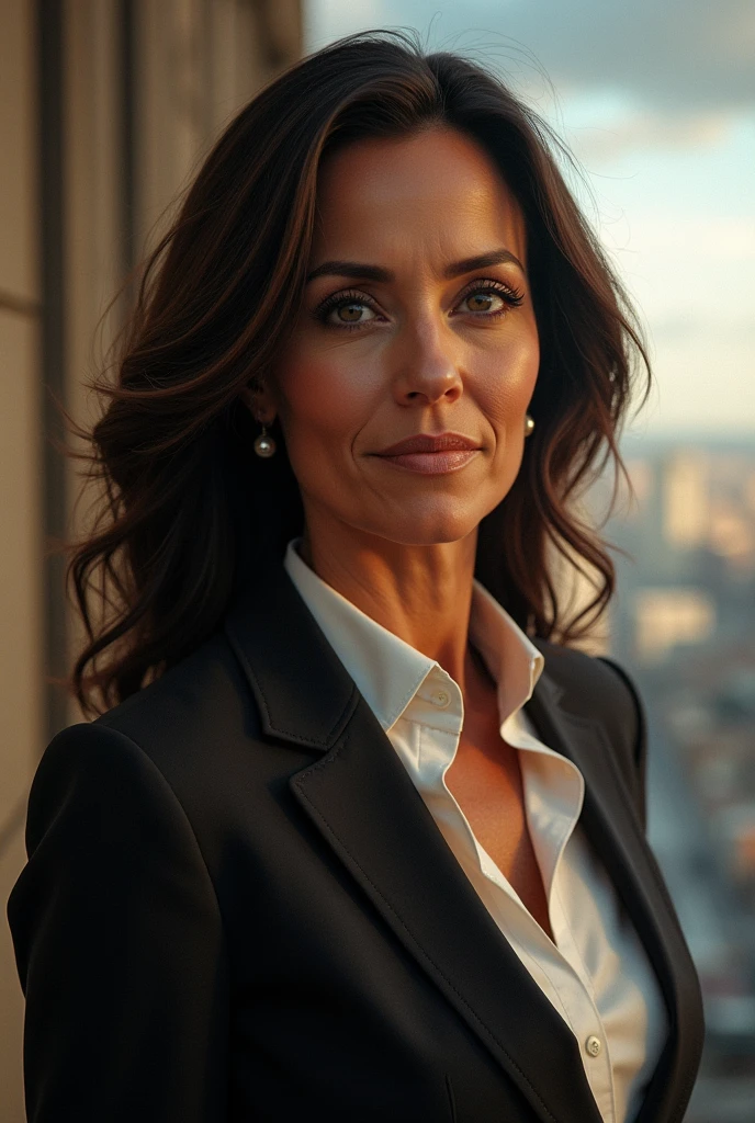 <lora:jennifer_connelly_v2.2:1> jnnfr, (Sharp focus: 1.5), portrait, stunning young woman, (flawless skin: 1.5), (intense gaze: 1.3), (smoky eye makeup: 1.2), (voluminous hair: 1.3), (defined jawline: 1.2), (toned physique: 1.3), (long, wavy hair: 1.3), wearing (bodycon dress: 1.3) while (looking out over the city skyline: 1.5). (Dramatic lighting: 1.5), shallow depth of field, bokeh, 8K, HDR. by (Steve McCurry: 1.5)