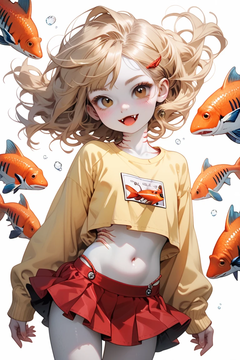 Highest quality、Masterpiece、Japanese girl in bikini holding a fish and a fishing rod、 Young and cute gravure idol 、Denim pants、Shorts、Black snapper、Ocean、So to speak,、Rough seas、blue sky、from the front、They are cheering.、Holding up the fish he caught