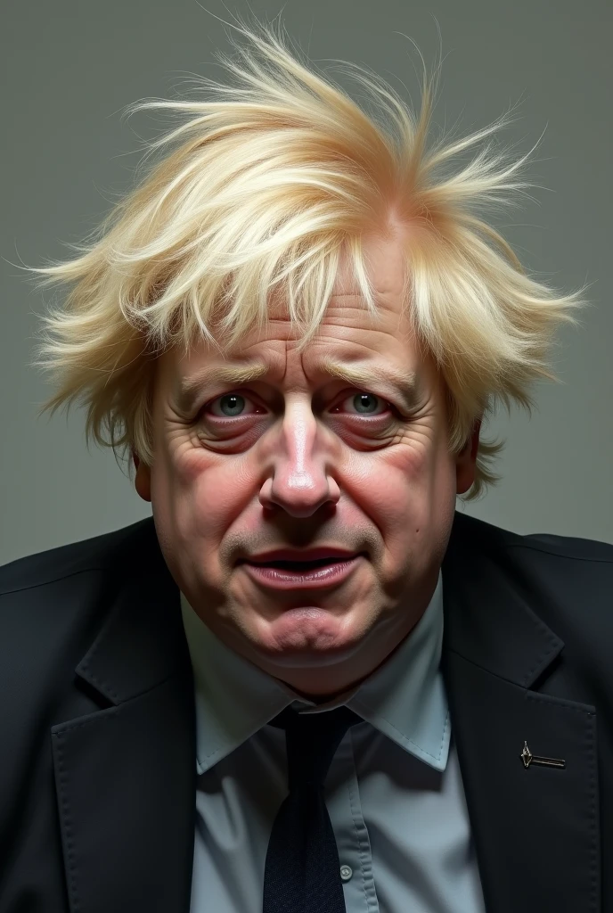 (masterpiece, best quality, awards winner) close up portrait Boris Johnson wearing black suit, white shirt, 1man, professional photography, high resolution, 8k, detailed photo, hyperealistic, ultrasharp, studio light, soft shasows, <lora:boris:0.9>