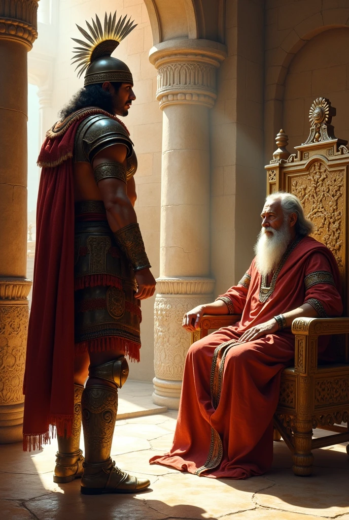 King Eurystheus orders Hercules to carry out his 12 missions and the king gives him the instructions