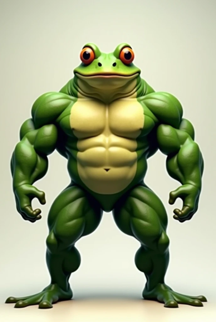 Master Piece, best quality, (extremely detailed CG unity 8k wallpaper), (best quality) 8k detail. Frog-man with a big body and a big belly, green manly monster tough guy, big toad, anthropomorphic amphibian humanoid, half giant frog half man, muscular character, humanoid frog monster, strong fat bacchanalian body, as an anthropomorphic frog, green head, arms and legs.  orange underarms.  blue biker shorts.  no background, white backdrop.