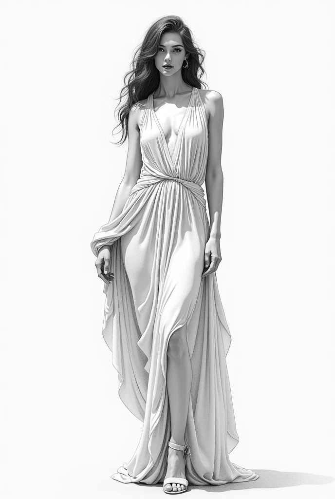 Can you generate a pencil drawing of the Egyptian goddess Isis?, full body