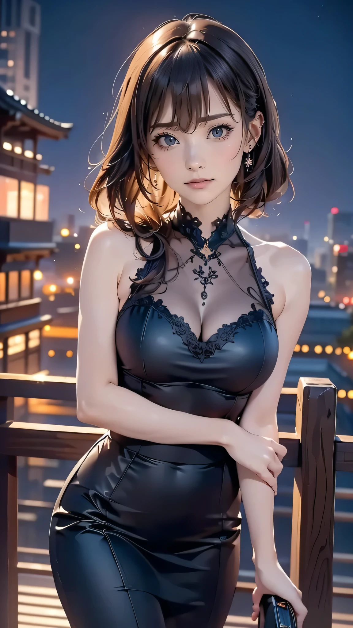 A miraculously beautiful woman, a punk-style female rock singer wearing a thin material that resembles a judo uniform, a dress, a leotard, and a swimsuit; professional acting, miraculous composition, and beautiful lighting.