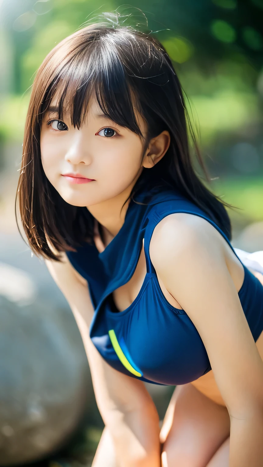 (Cute girl in slender small breast sleeveless shirt:1.5)、(Let your hair flutter in the wind、One girl smiling with arms outstretched:1.3)、(Blue sky and green earth:1.3)、(tre anatomically correct:1.3)、(complete hands:1.3)、(complete fingers:1.3)、(cleavage of the breast)、Photorealsitic、Raw photography、masutepiece、top-quality、Hi-Res、delicate and pretty、face perfect、Beautiful detailed eyes、Fair skin、Real Human Skin、pores、((thin legs))、(Dark hair)
