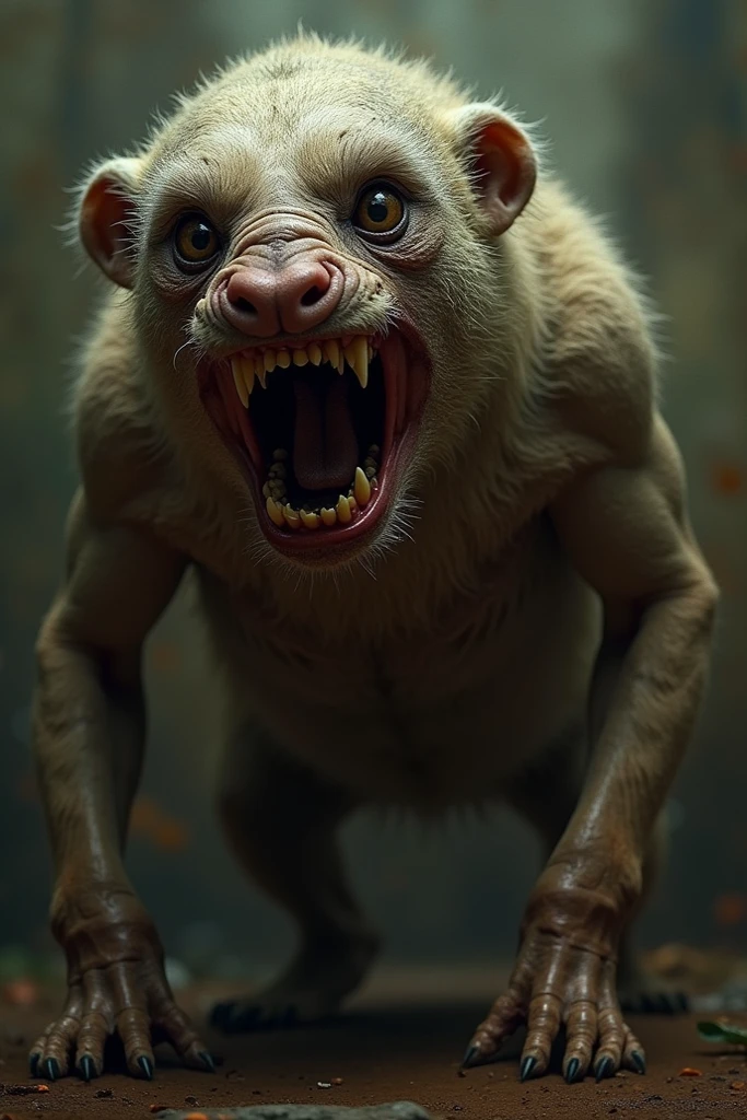 <lora:bodyHorrorCreatures_v10:0.75>, a photo of a disgusting body horror dog with strange eyes, sharp teeth, highly detailed, digital art, 8k, realistic, trending on deviantart, furry art, furaffinity, very funny, 4k uhd image, award winning, professional photography, dslr. wlop style, hyperrealistic, high quality, octane render, micro details, 3d sculpture, ray tracing, 8k resolution,