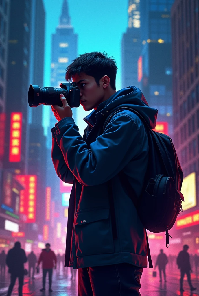 Change background cyberpunk Bangladeshi handsome boy, realistic face, 8k, ultra realistic