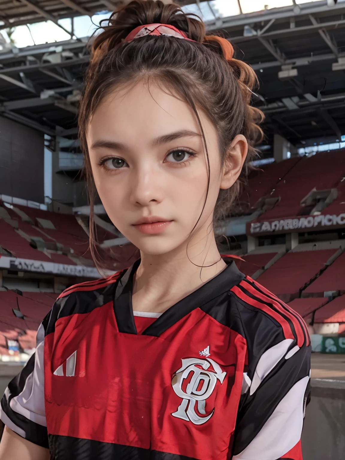 (Girl Pale Skin) with (Jersey Flamengo Soccer)