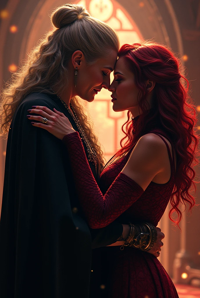 Celtic priestesses,redheads,ceremonial loincloths,kiss, <lora:frenchKiss_v1:1>,hdr,sharp focus,flash on, <lora:epiNoiseoffset_v2:1>,