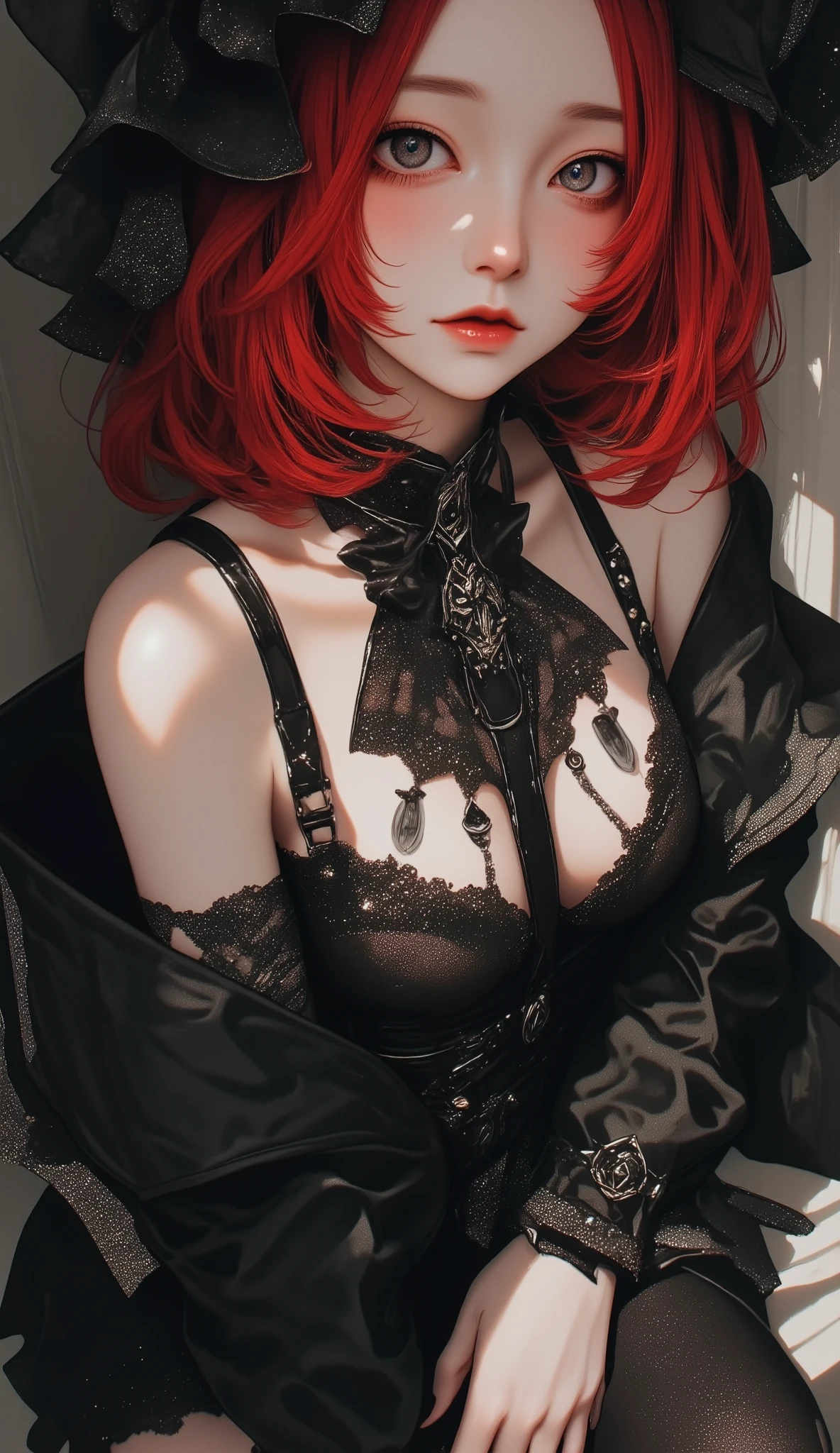 masterpiece, Highest_quality,   1 girl, Alone, (Goth:1.2), Scarlet Remilia, 、Zugoc