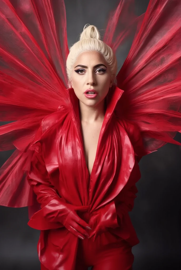 lady gaga in a red latex suit oops i did it again