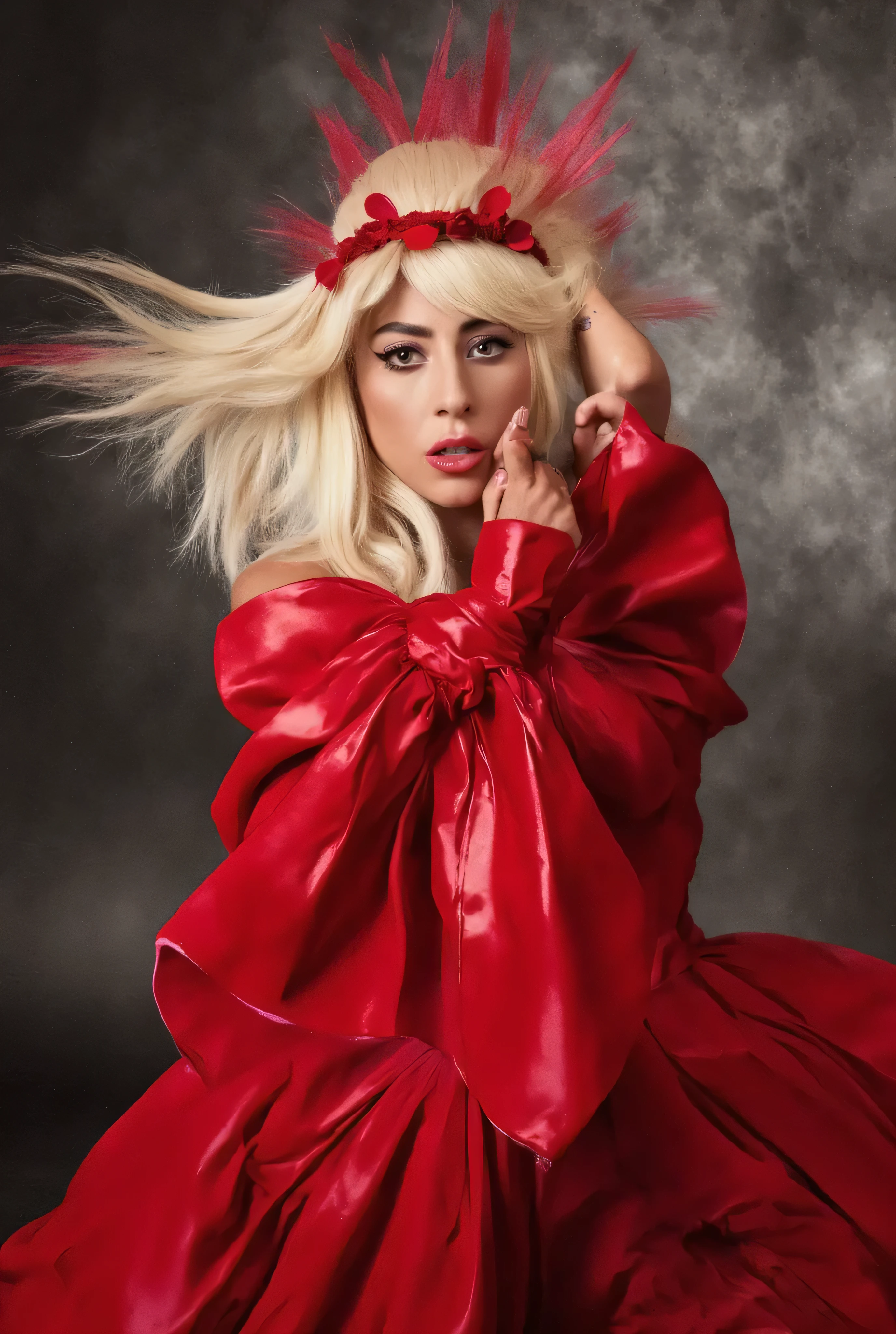 lady gaga in a red latex suit oops i did it again